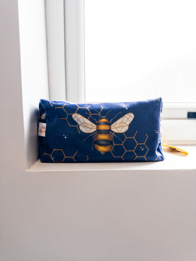 Velvet Bee Navy Cosmetic Bag Fabric Panel Sewing Kit