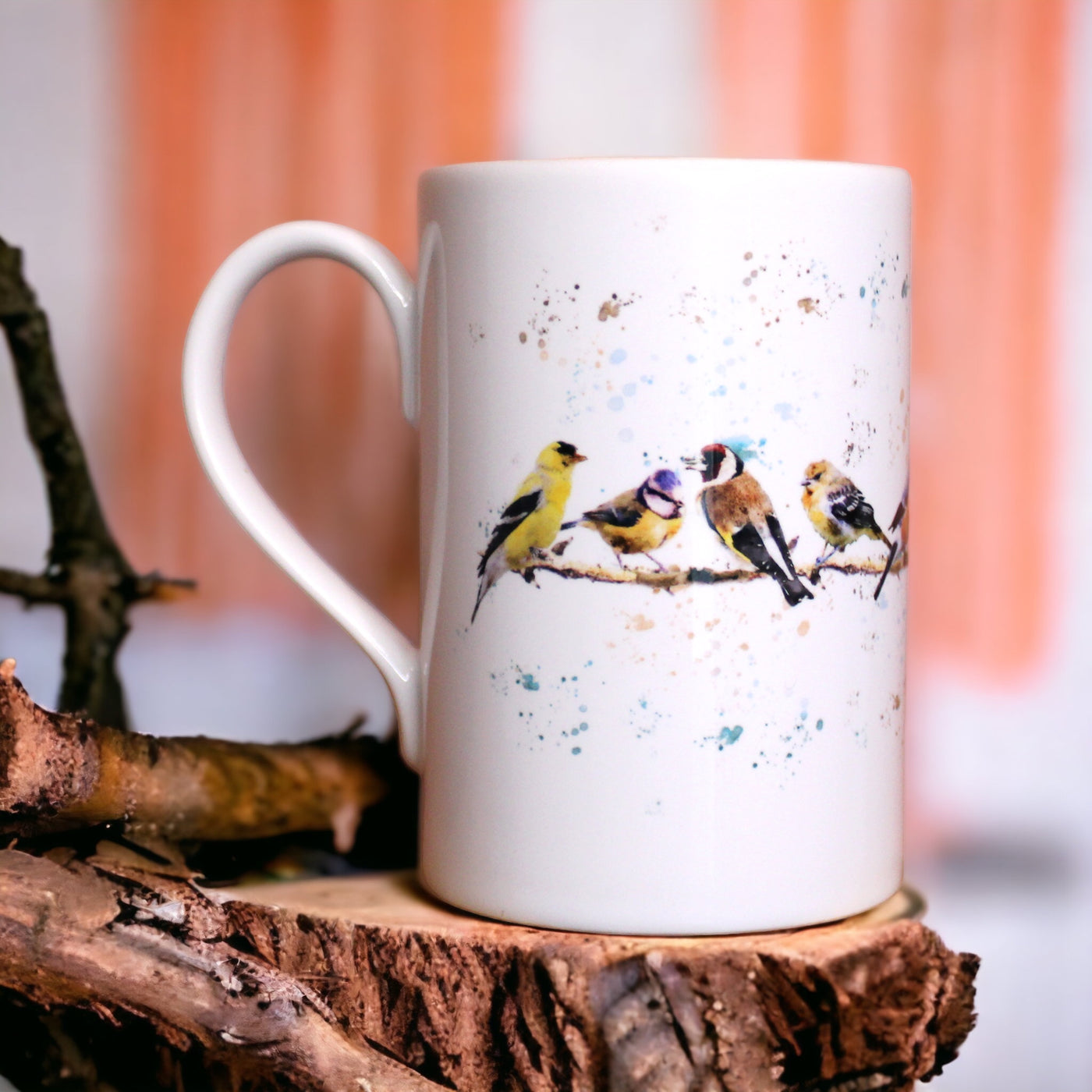 Watercolour Garden Birds Porcelain Mug