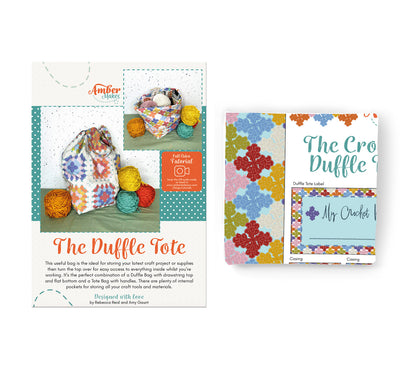 The Crochet Granny Squares Duffle Tote Sewing Kit - Cut and sew fabric Panel and Instructions kit Amber Makes