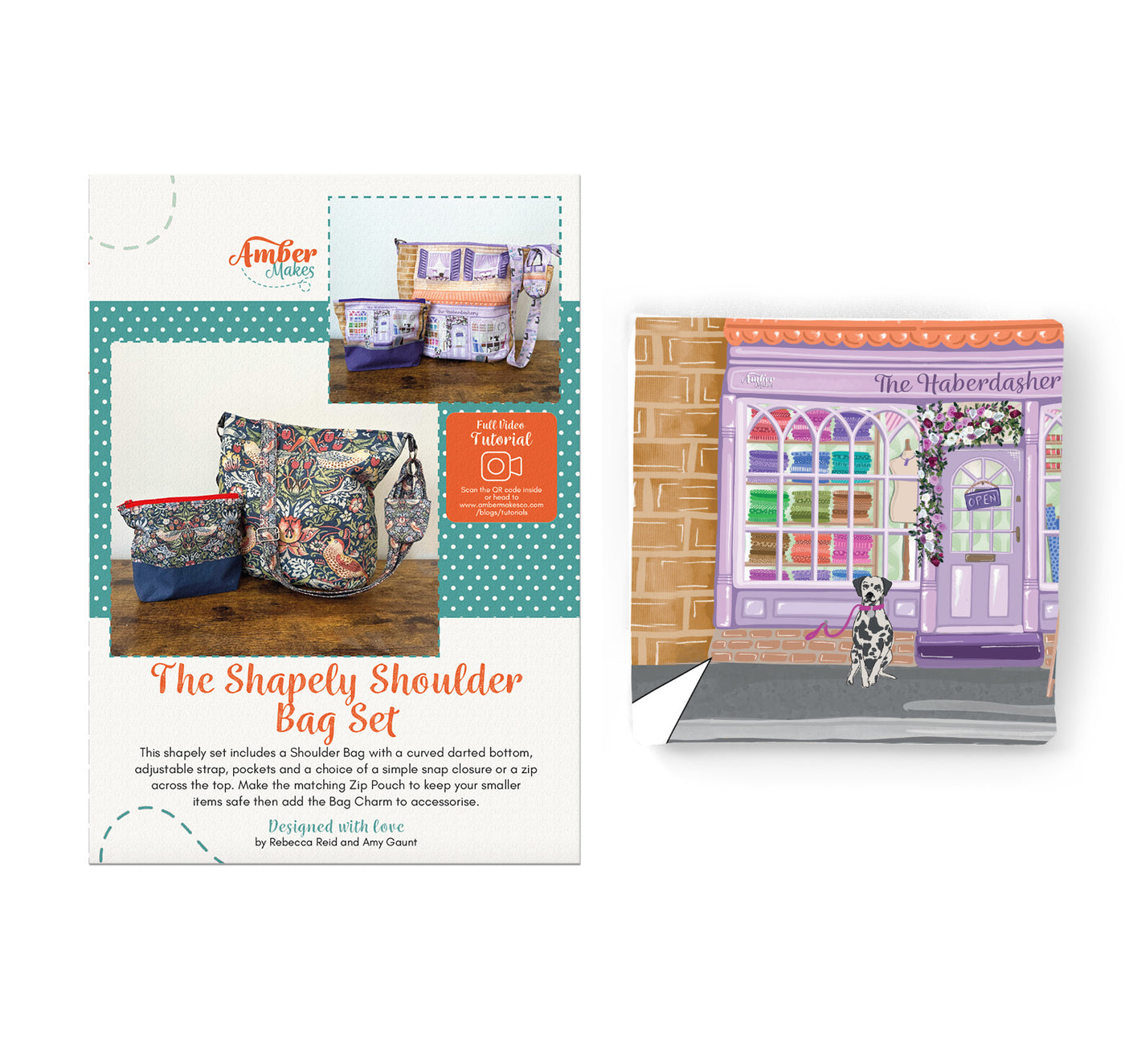 The Haberdashery Shapely Shoulder Bag Sewing Kit - Cut and Sew Fabric Panel and Instructions Amber Makes