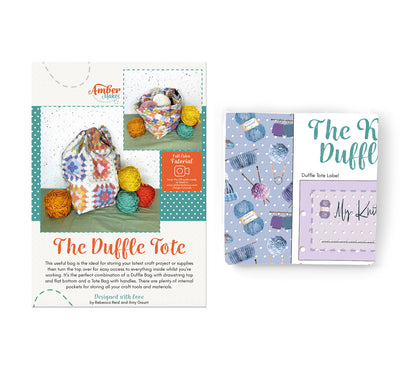 The Knitting Duffle Tote Sewing Kit - Cut and sew fabric Panel and Instructions kit Amber Makes