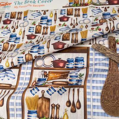 Cooking Notebook Cover Sewing Kit - Cooking Recipe's Notebook Cover Cut and Sew Fabric Panel and Instructions Amber Makes