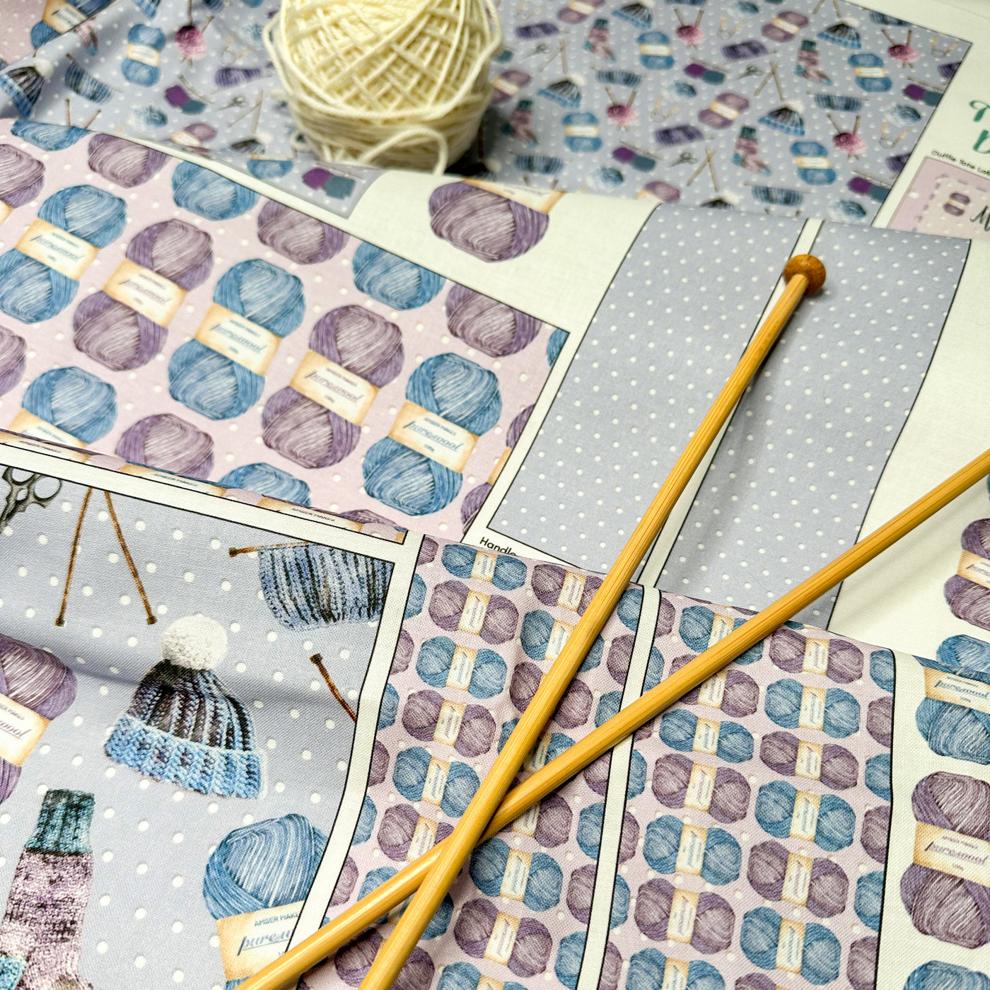 The Knitting Duffle Tote Sewing Kit - Cut and sew fabric Panel and Instructions kit Amber Makes