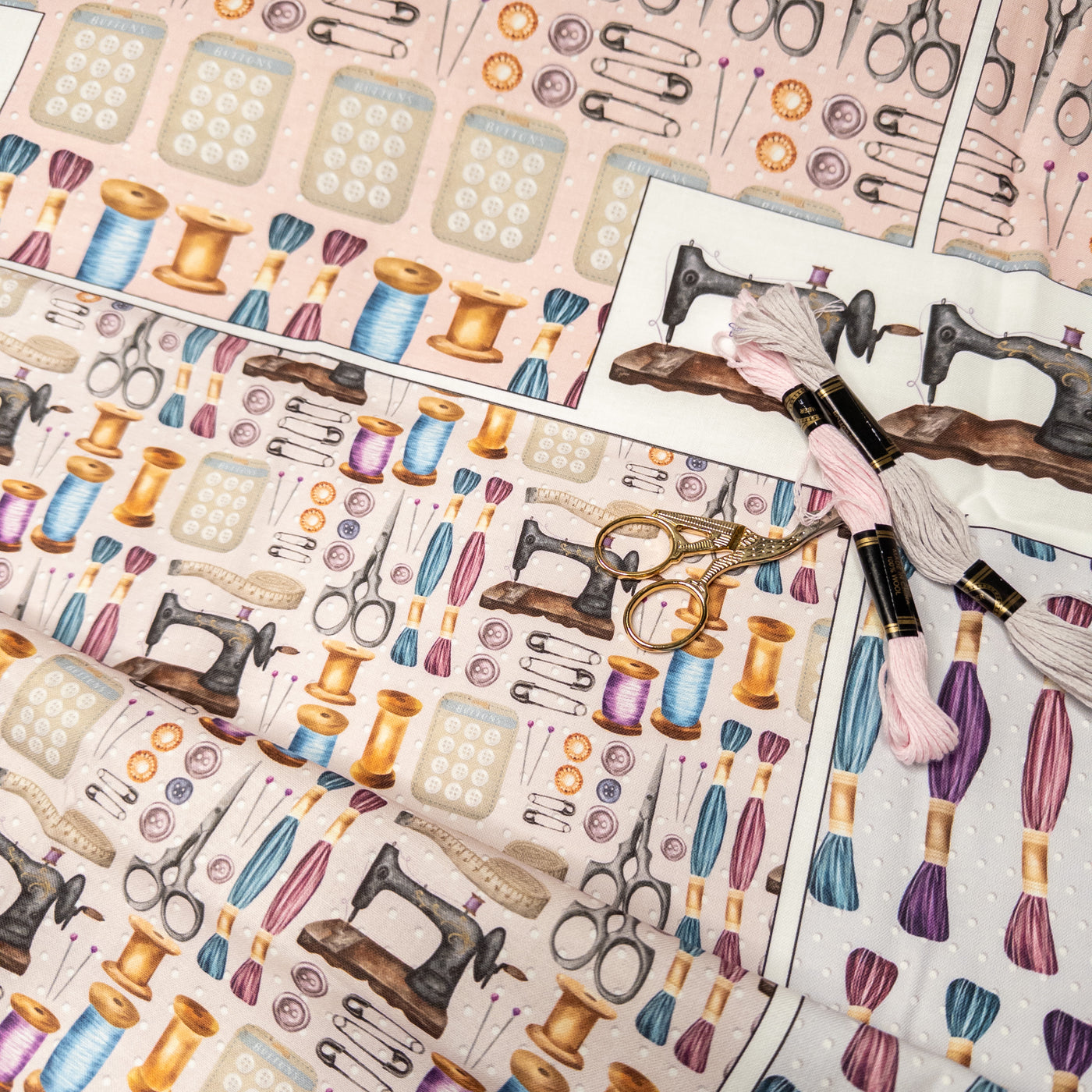 The Vintage Sewing Duffle Tote Cut and Sew Fabric Panel Sewing Kit