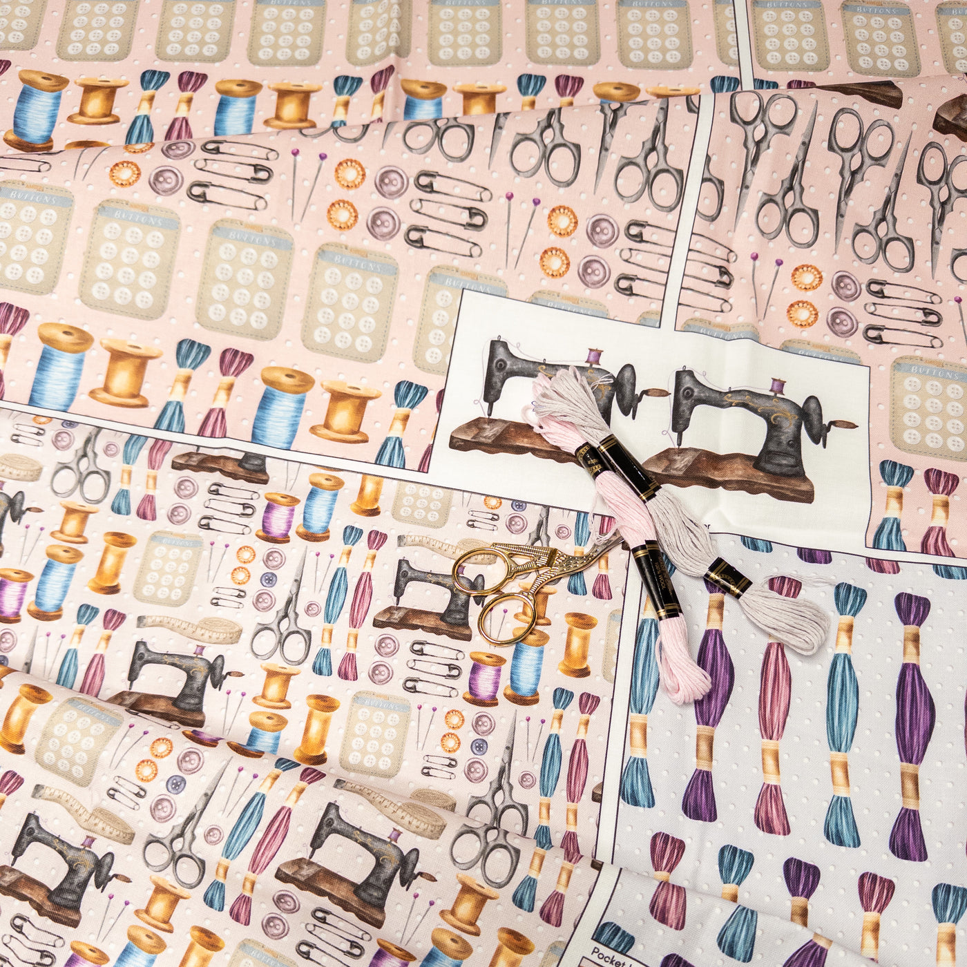 The Vintage Sewing Duffle Tote Cut and Sew Fabric Panel