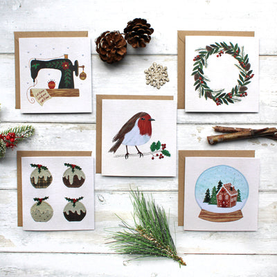 Pack of 5 Sewing Christmas Cards